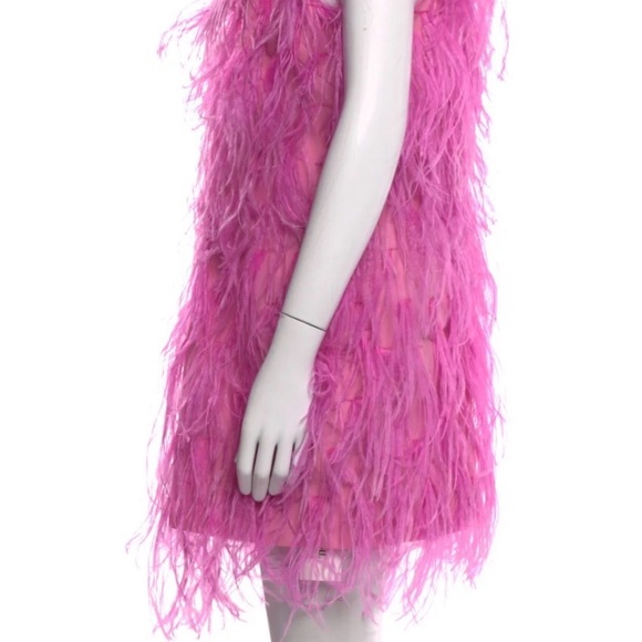 Lamarque Pink Feathered Mini Dress - Picture 2 of 6